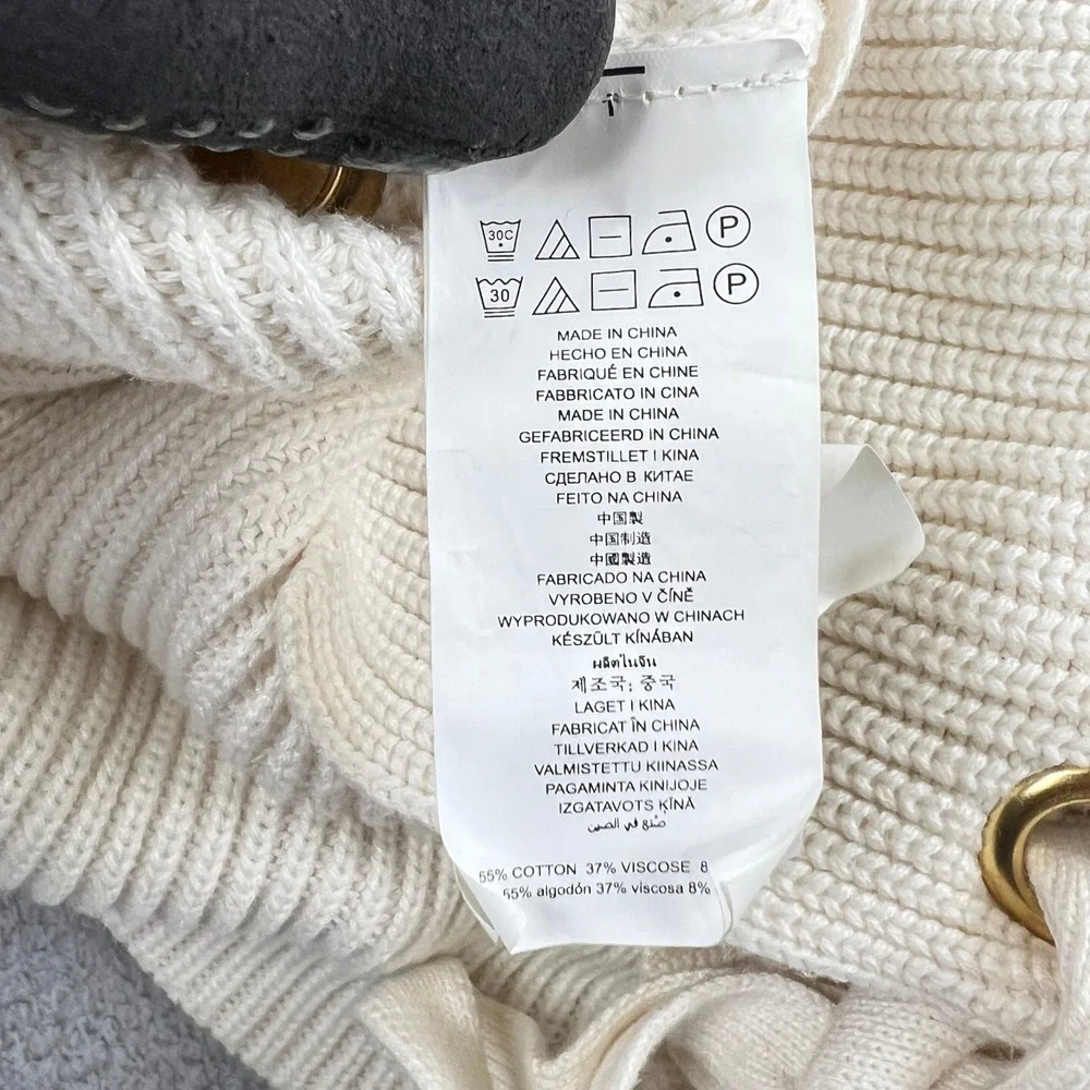Michael Kors Lace Up Side Ribbed Knit Sweater L White Women Mock Neck Sleeveless